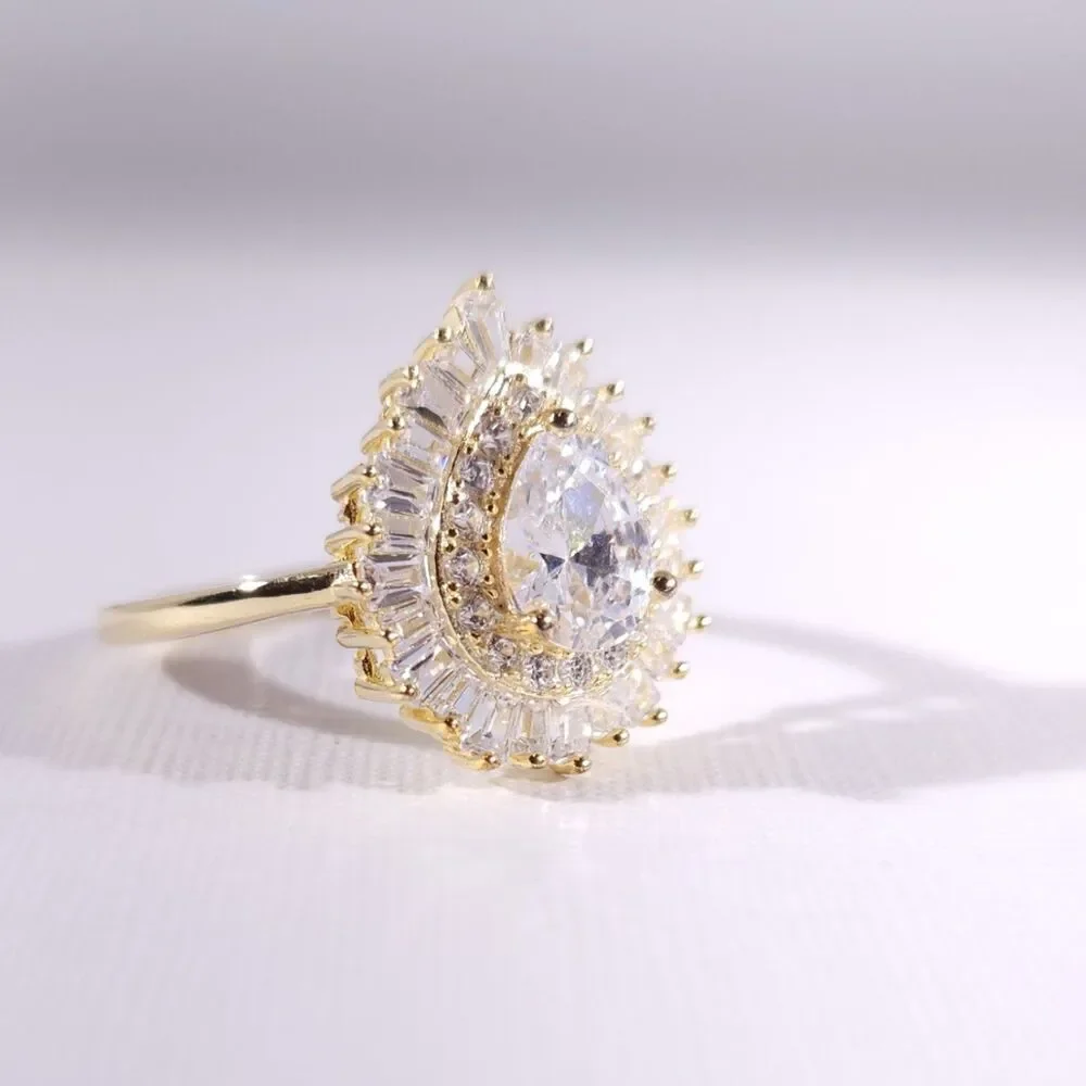 Simulated Diamond CZ Ring 14k over Sterling Silver Size 10